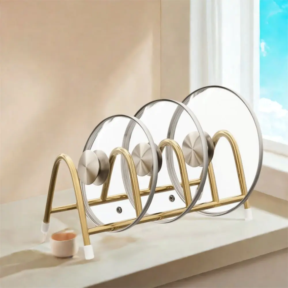Stainless Steel Pot Lid Storage Rack Vertical Rustproof Cutting Board Holder Space Saving Anti-slip Pot Lid Holder Kitchen
