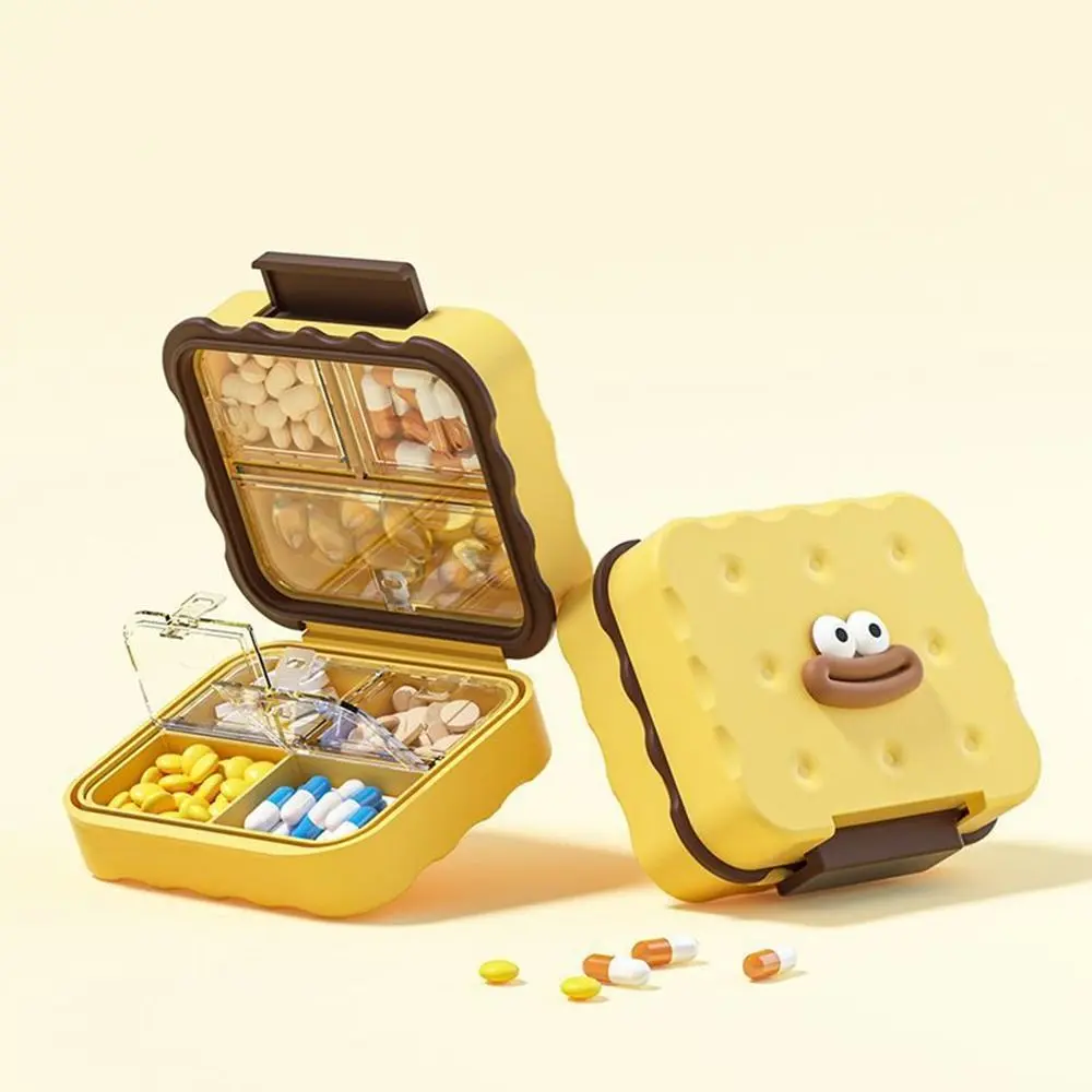 Portable Plastic Biscuit Vitamin Organizer Sealed Large Capacity 7 Grids Pill Box Waterproof Damp-proof Mini Pill Case for Home