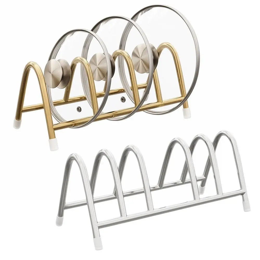 Stainless Steel Pot Lid Storage Rack Vertical Rustproof Cutting Board Holder Space Saving Anti-slip Pot Lid Holder Kitchen