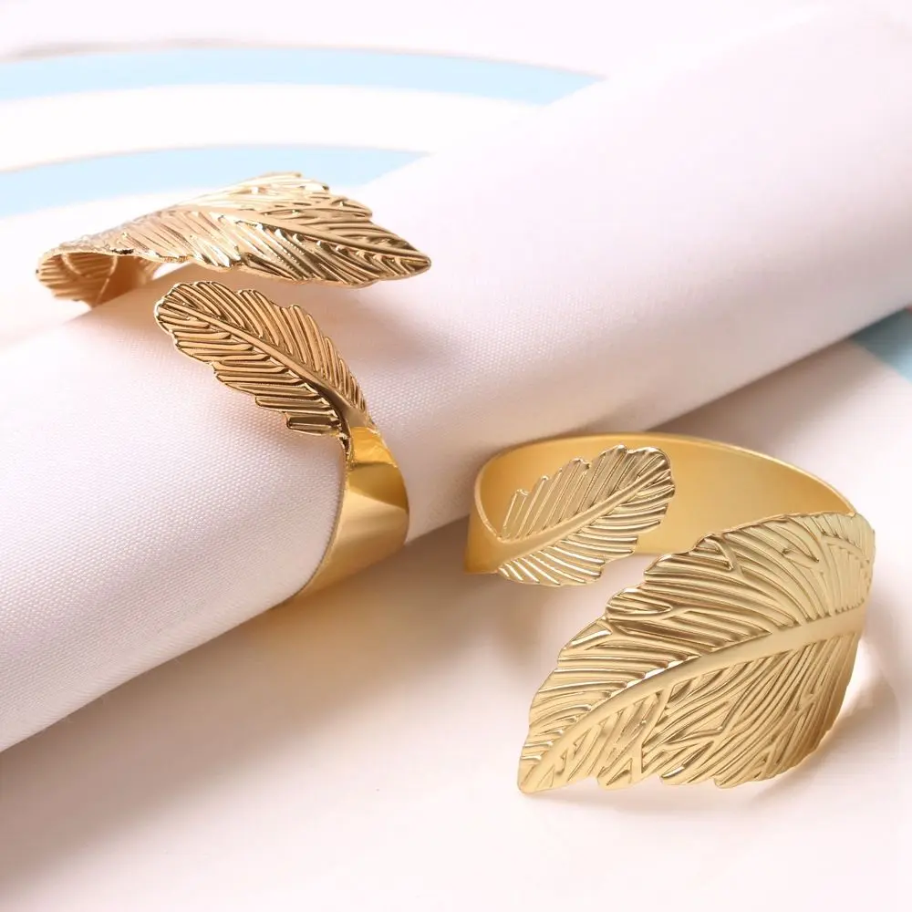 Leaves Feather Table Decoration Wedding Party Dinner Table Napkin Holder Tissue Ring Table Supplies Napkin Buckle Napkin Rings