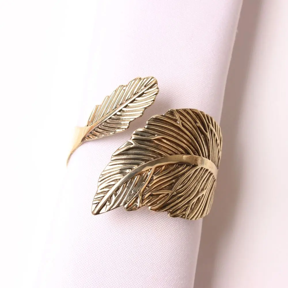 Leaves Feather Table Decoration Wedding Party Dinner Table Napkin Holder Tissue Ring Table Supplies Napkin Buckle Napkin Rings