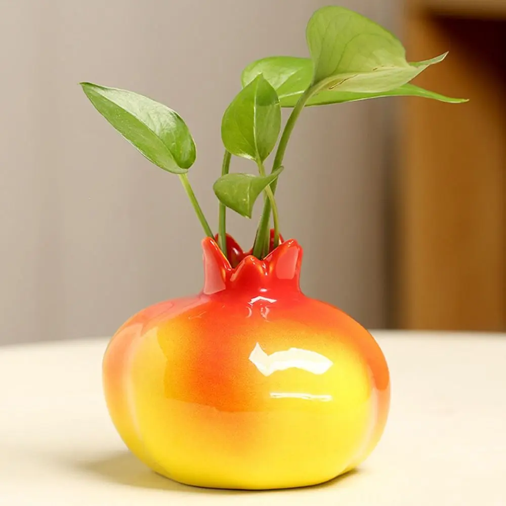 Creative Flowers Vase No Holes Pomegranate Shaped Hydroponics Plant Pot Durable Handmade Home Ornaments Art Craft