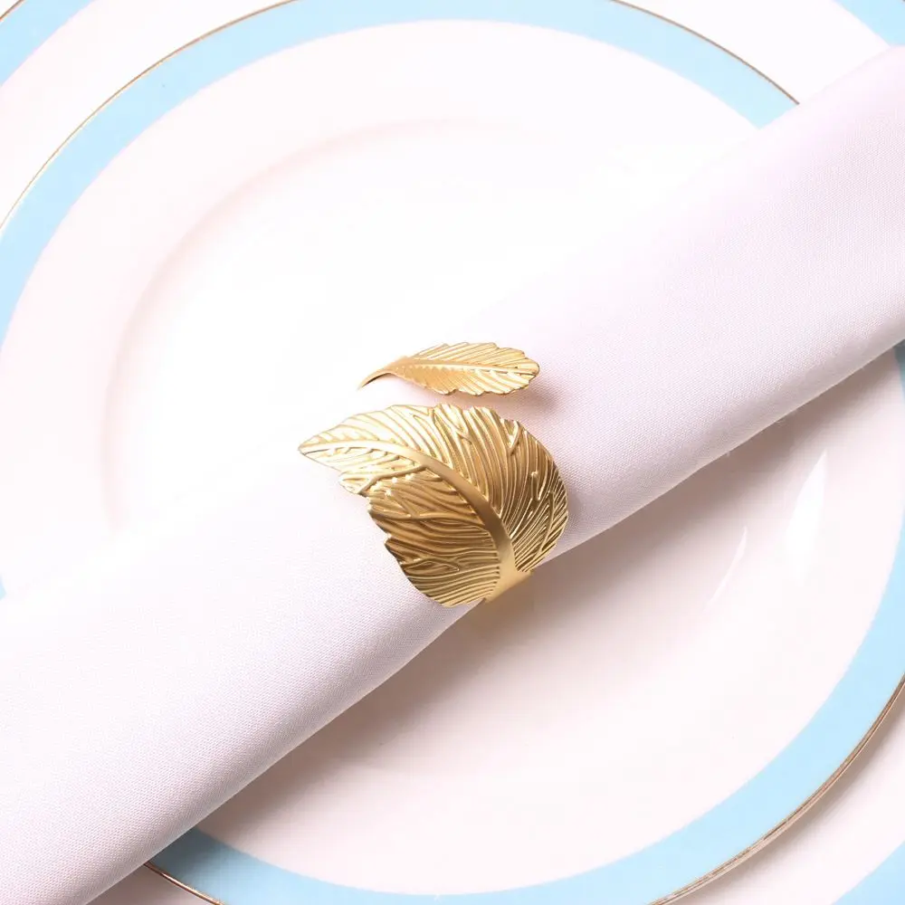 Leaves Feather Table Decoration Wedding Party Dinner Table Napkin Holder Tissue Ring Table Supplies Napkin Buckle Napkin Rings