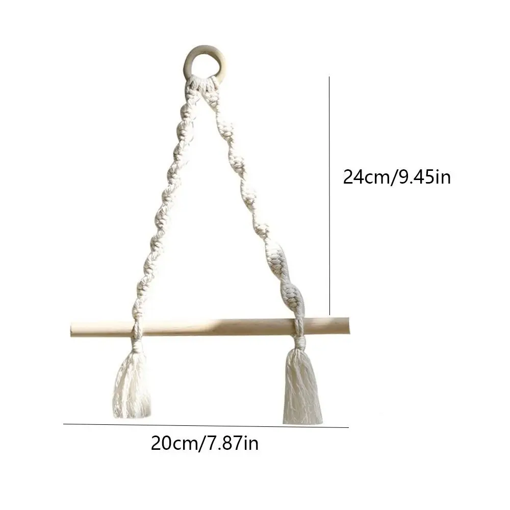 Nordic Style Bohemian Paper Towel Rack Bohemia Wall Hanging Toilet Tissue Holder Wooden Cotton Thread Hand-woven Paper Holder