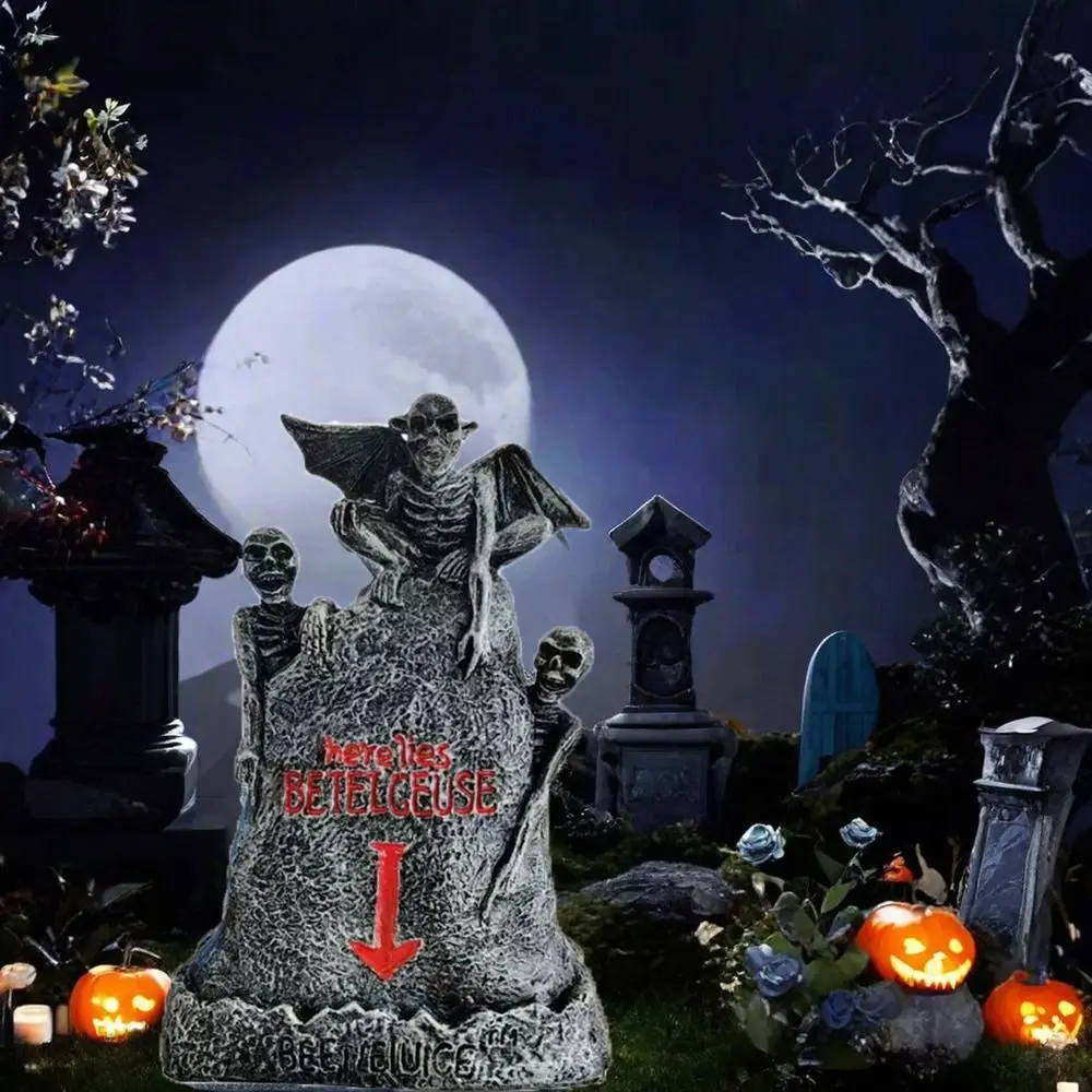 Halloween Ornaments Resin Here Lies Tombstone Scary Decorative Skeleton Tombstone Horror Graveyard Decor Outdoor