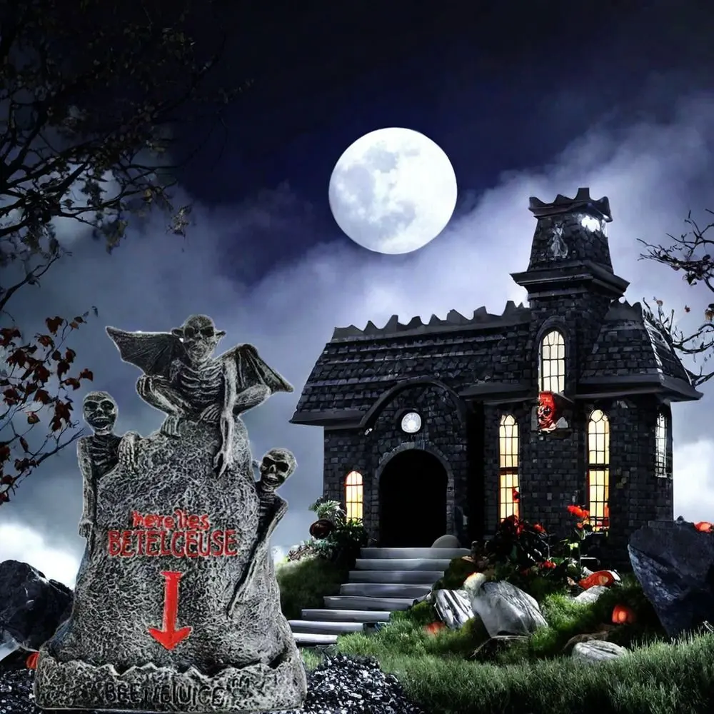 Halloween Ornaments Resin Here Lies Tombstone Scary Decorative Skeleton Tombstone Horror Graveyard Decor Outdoor