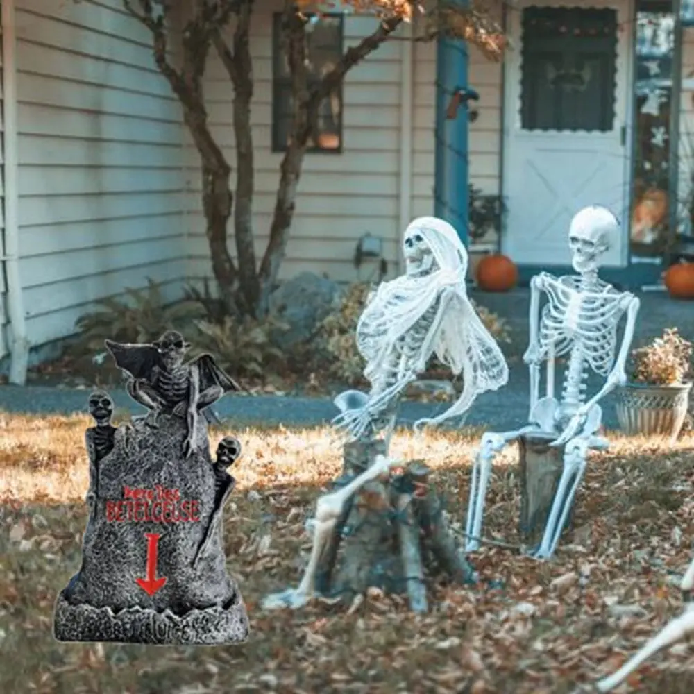 Halloween Ornaments Resin Here Lies Tombstone Scary Decorative Skeleton Tombstone Horror Graveyard Decor Outdoor