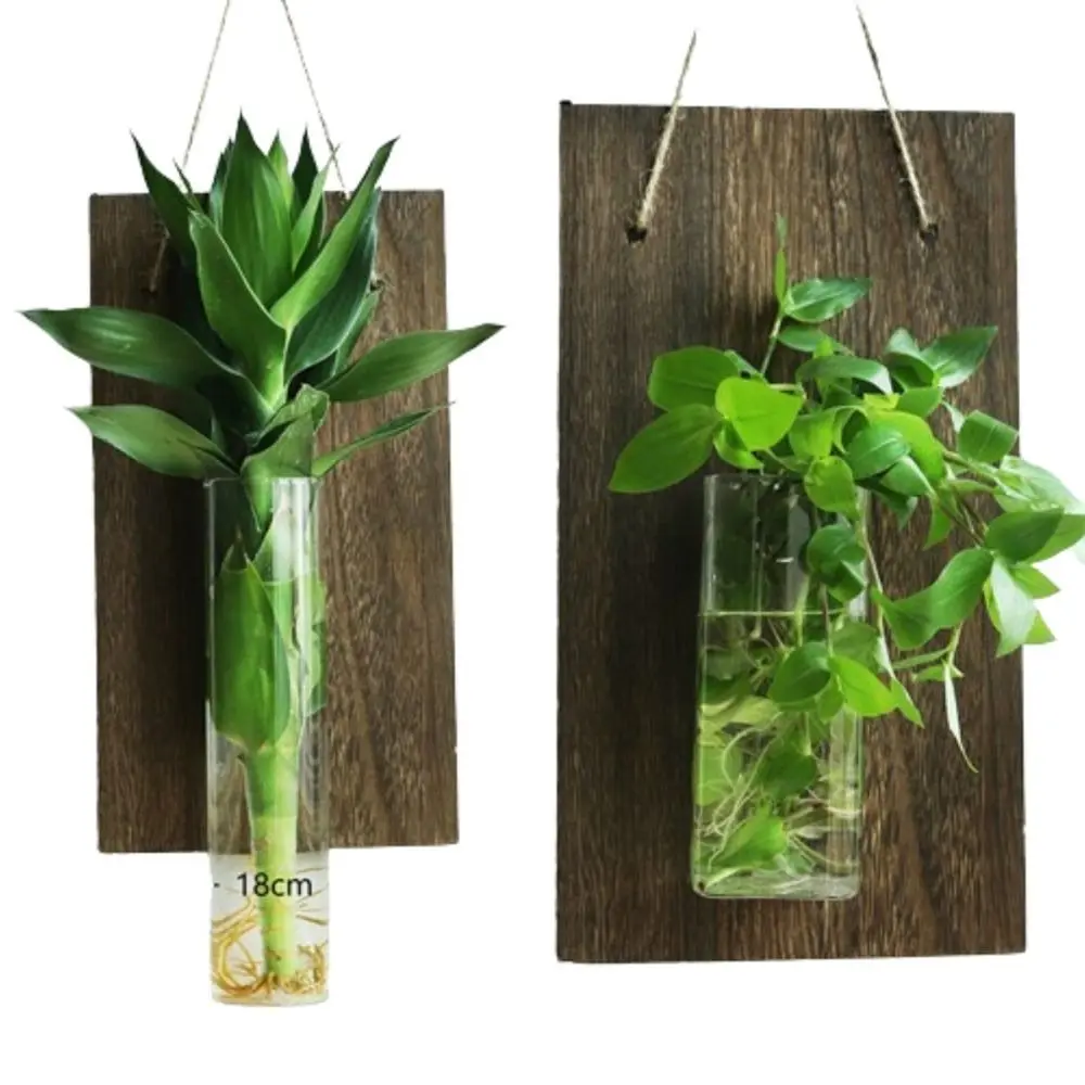 Wall Hanging Wall Mount Glass Vase Creative Small Fish Tank Hydroponic Container Glass Transparent Vase Plant Flower Pots Room