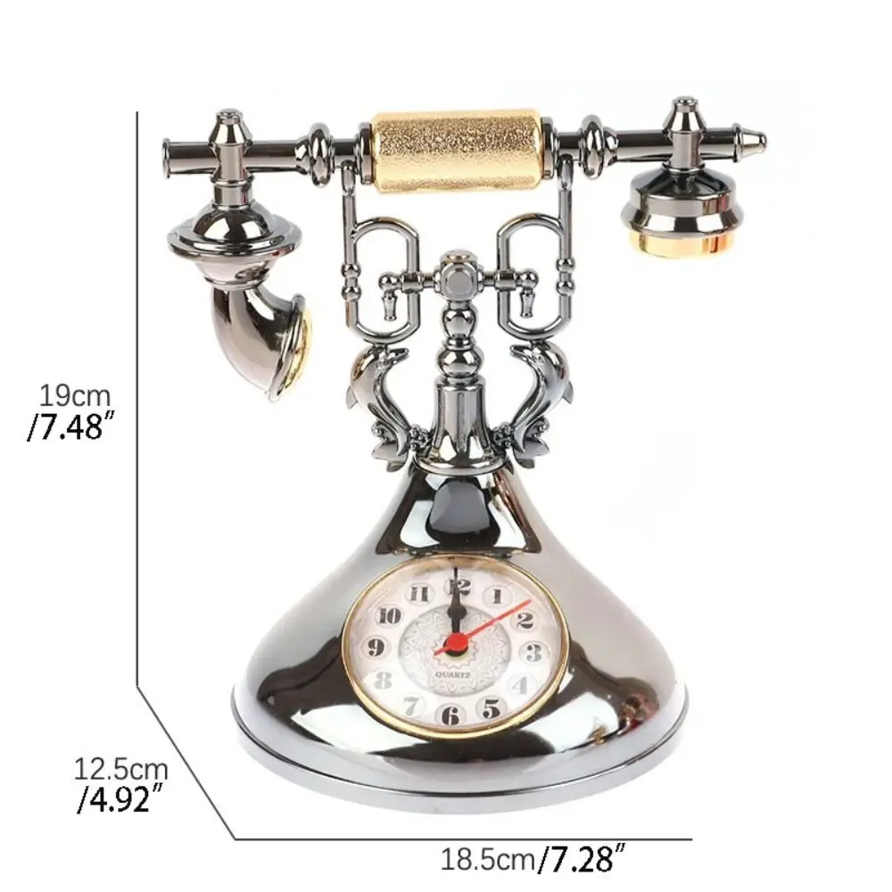 European Style Telephone Alarm Clock Handmade Accurate Telephone Clock Model Easy to Install Antique Telephone Clock Ornaments