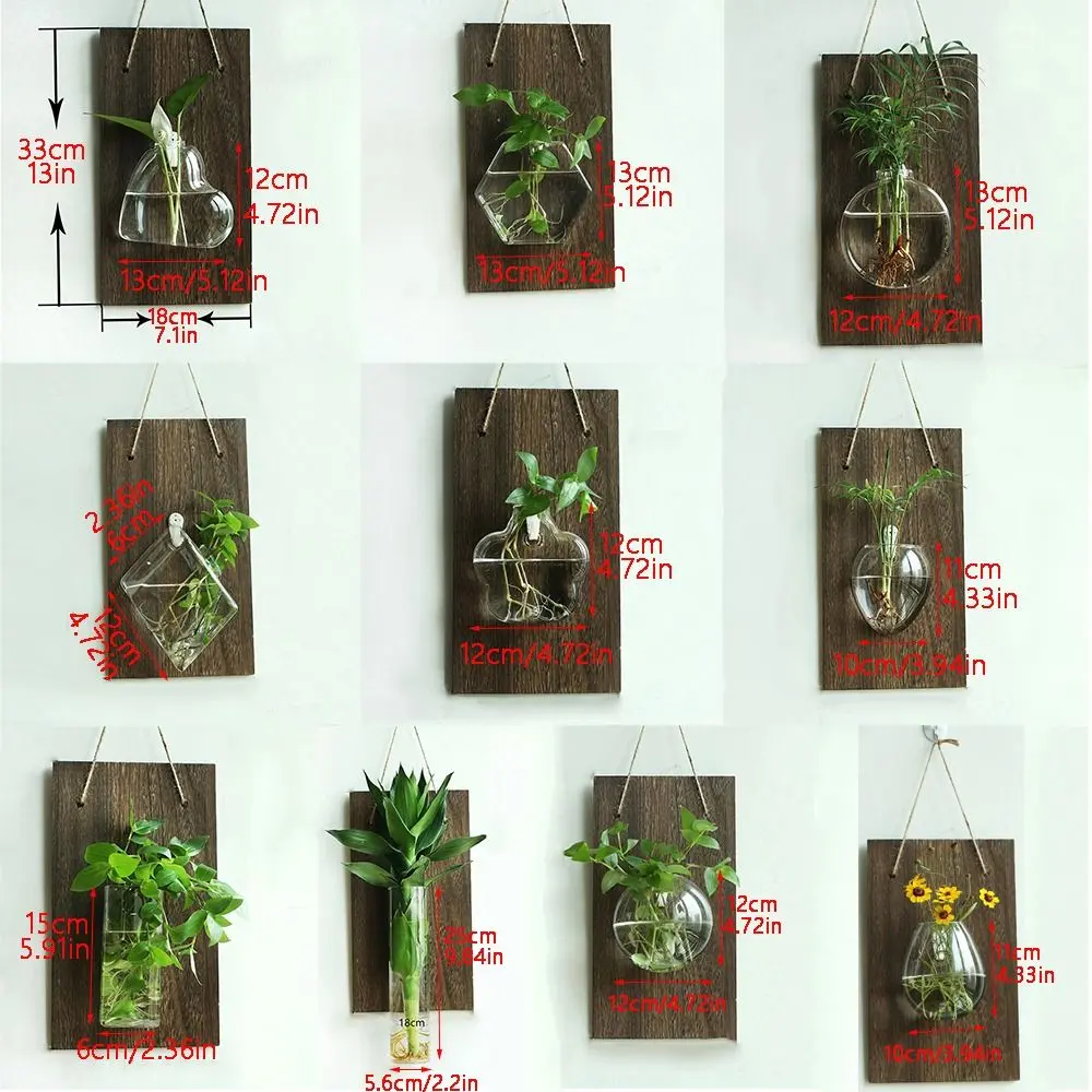 Wall Hanging Wall Mount Glass Vase Creative Small Fish Tank Hydroponic Container Glass Transparent Vase Plant Flower Pots Room