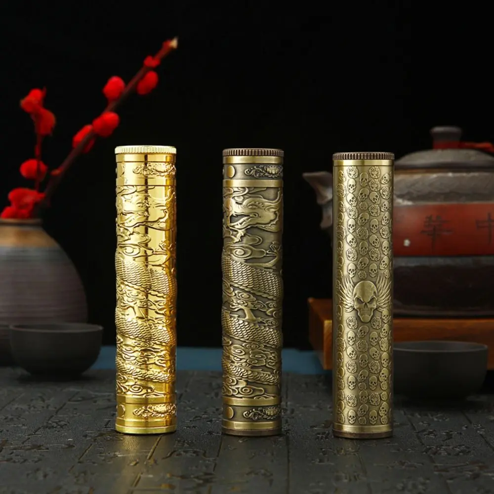 Buddha Statue Relief Incense Barrel Chinese Dragon Anti-pressure Buddha Incense Box Waterproof Portable Sealed Cigarette Box