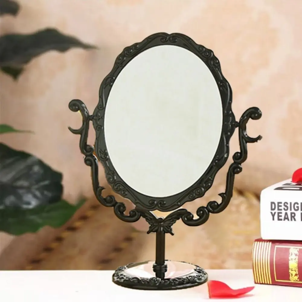 High Definition Black Butterfly Dressing Mirror European Style Rose Stand Rotation Makeup Mirror Rotatable Desktop Makeup Mirror