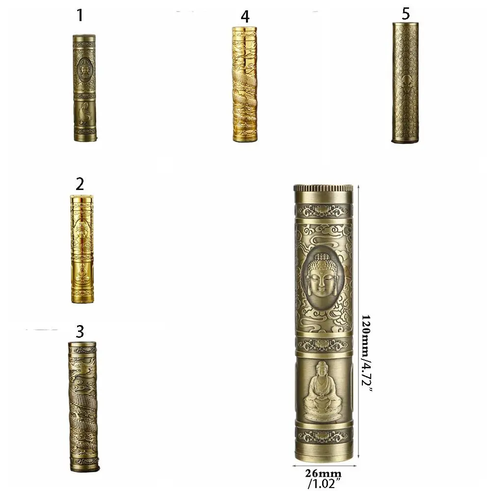 Buddha Statue Relief Incense Barrel Chinese Dragon Anti-pressure Buddha Incense Box Waterproof Portable Sealed Cigarette Box
