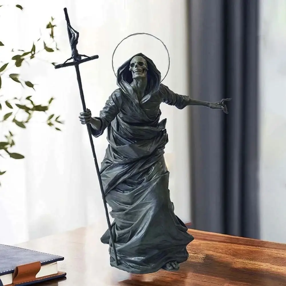 1 Set Cartoon Crafts Halloween Death Skeleton Handmade Gothic Black Skeleton Sculpture Painted Resin Skeleton Ornaments Party