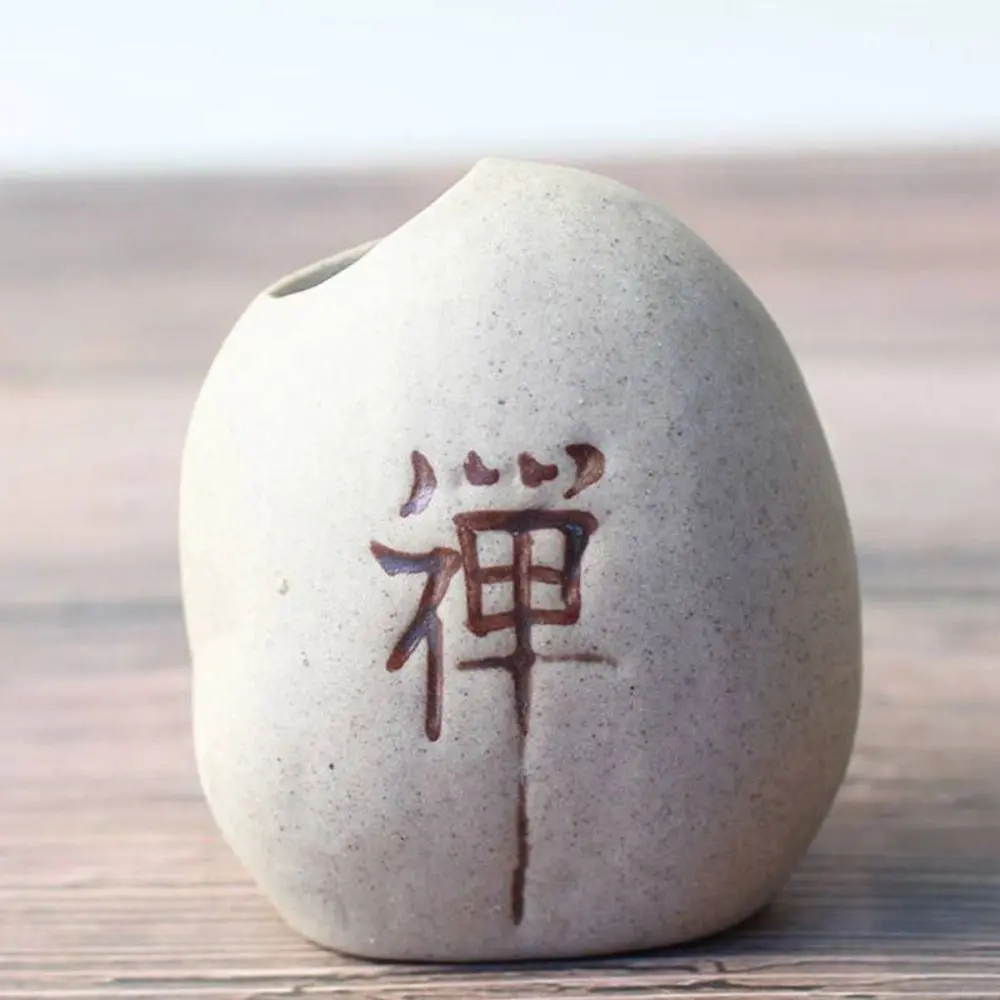 Japanese Style Rough Stone Shape Vase Ceramic Handmade Ceramic Zen Hydroponic Vase Mini Desktop Small Vase Furnishings