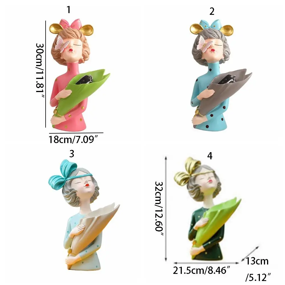 Creative Elegant Flower Girl Statue Handmade Cartoon Butterfly Girl Sculpture Decorative Girl Vase Ornament Bedroom