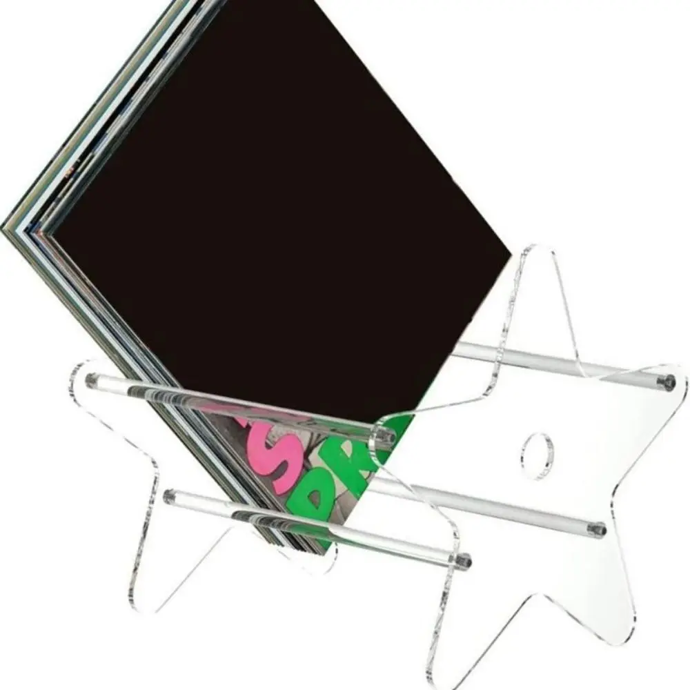 Easy to Use Standing Display Shelf Transparent Five-pointed Star Record Storage Rack Detachable Acrylic Display Stand CD