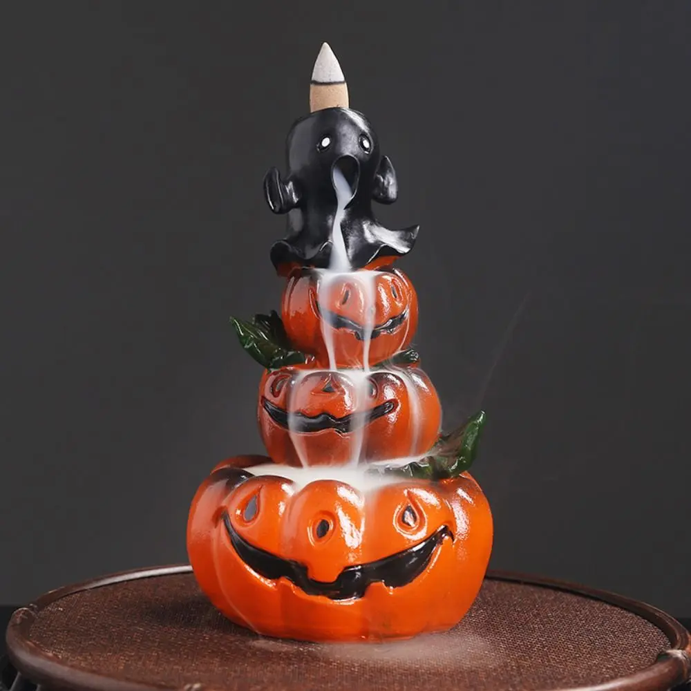 Resin Halloween Waterfall Incense Burner Retro Exquisite Pumpkin Backflow Incense Holder Simulated Backflow Incense Burner