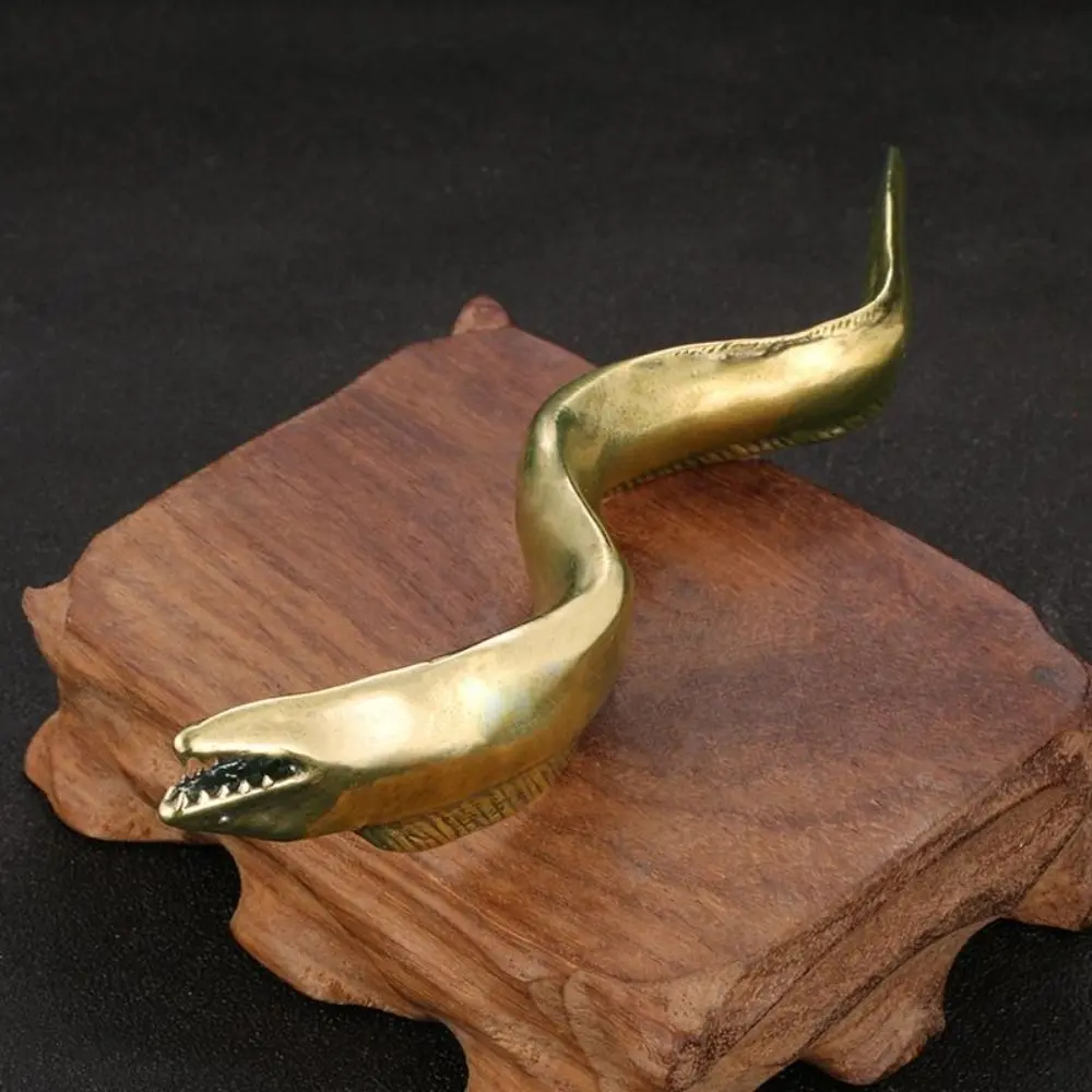 Copper Crafts Deep Sea Hairtail Statue Easy to Carry Unique Sea Fish Figurines Handmade Simulation Fish Ornaments Collections
