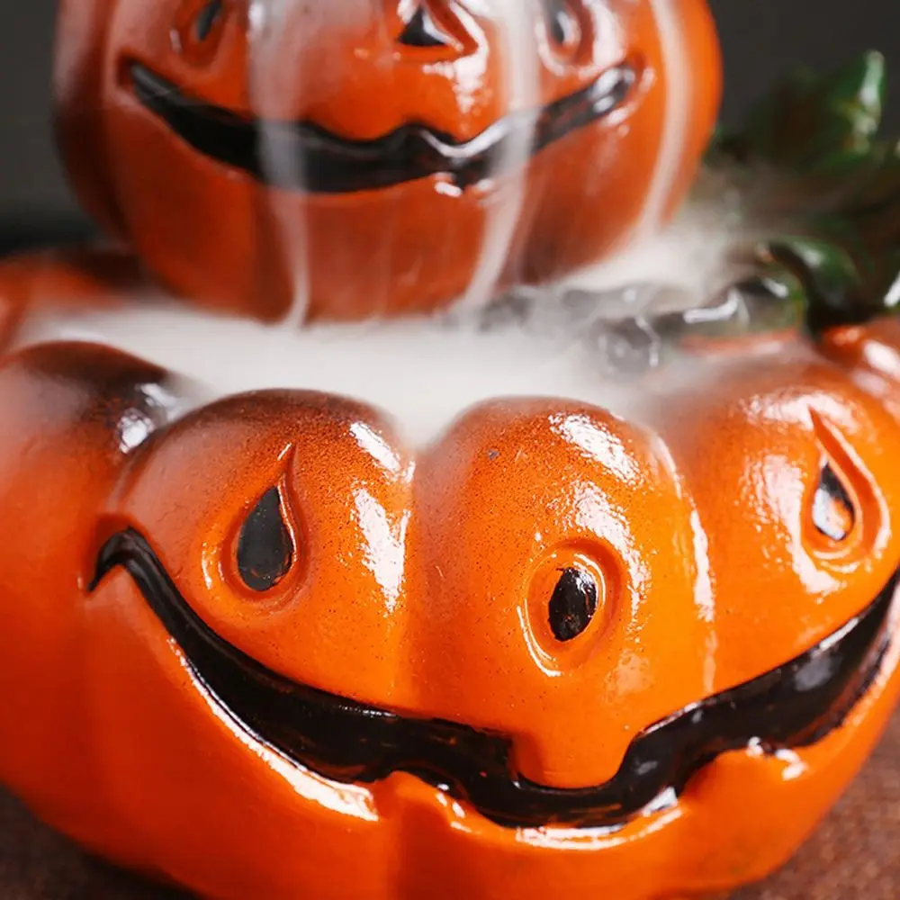 Resin Halloween Waterfall Incense Burner Retro Exquisite Pumpkin Backflow Incense Holder Simulated Backflow Incense Burner
