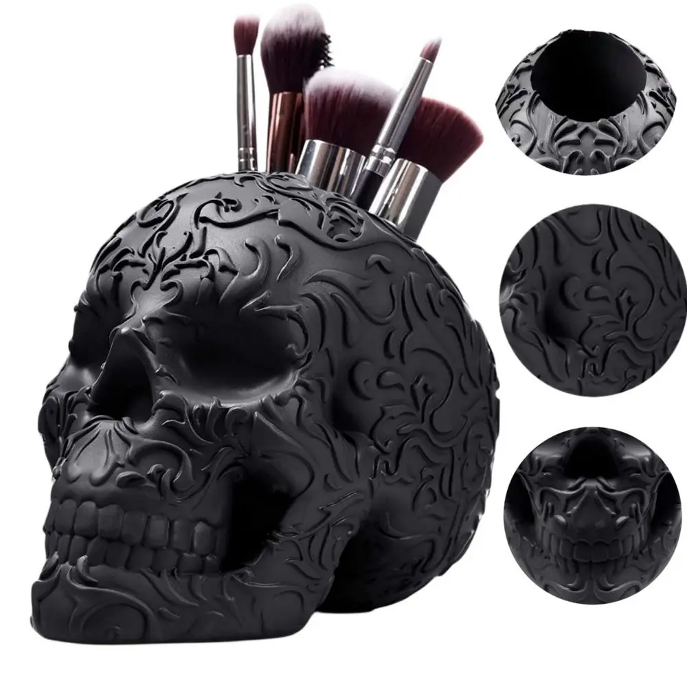 Funny Large Capacity Halloween Skeleton Holder Handmade Realistic Skeleton Makeup Brush Holder Unique Gothic Pen Holder Toys