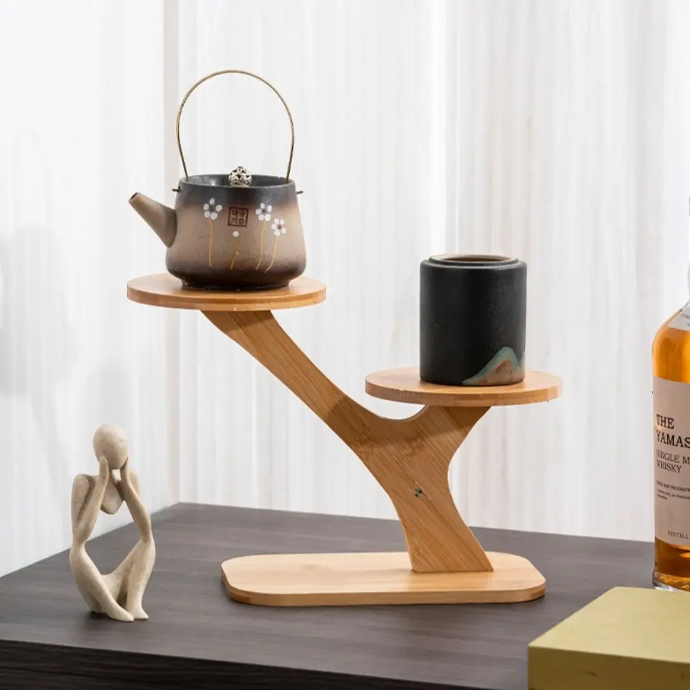 Bamboo Shelf Desktop Flower Rack Multi-layer Home Decoration Desktop Plants Stand Tree Branch shape Flower Storage