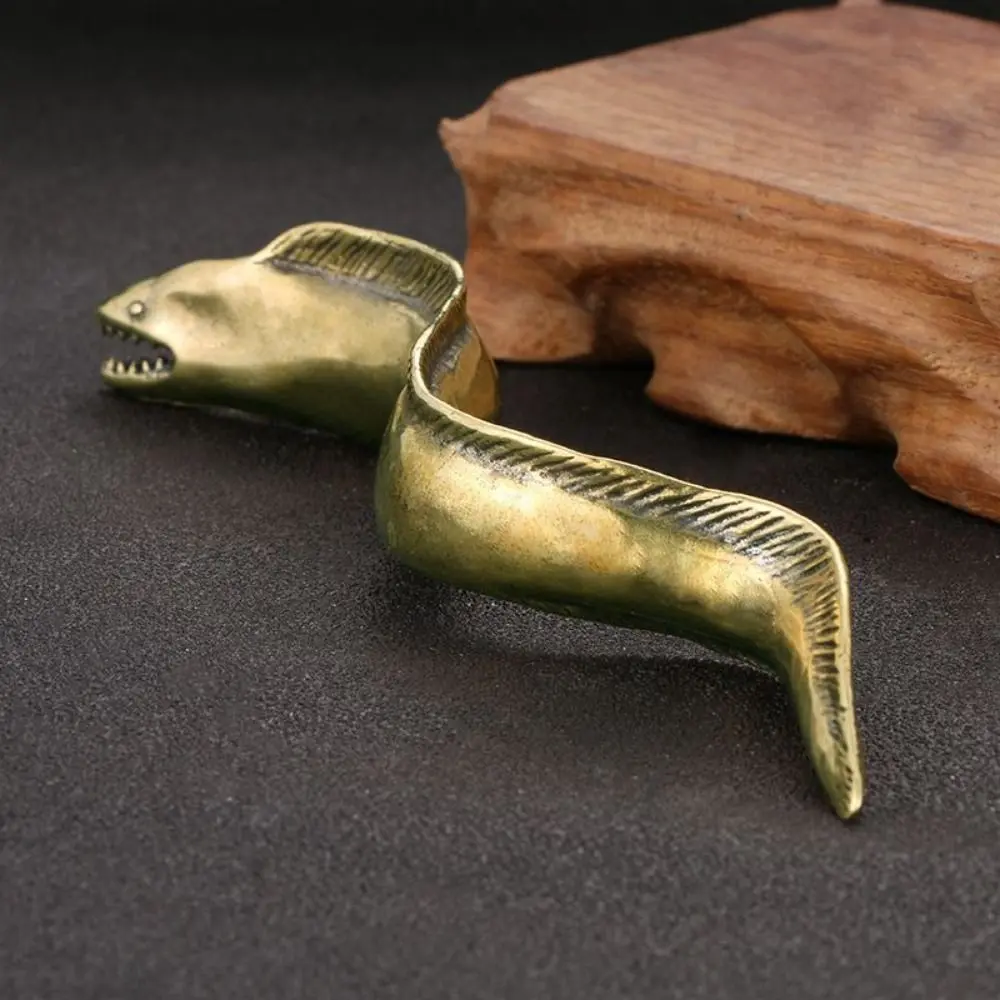 Copper Crafts Deep Sea Hairtail Statue Easy to Carry Unique Sea Fish Figurines Handmade Simulation Fish Ornaments Collections