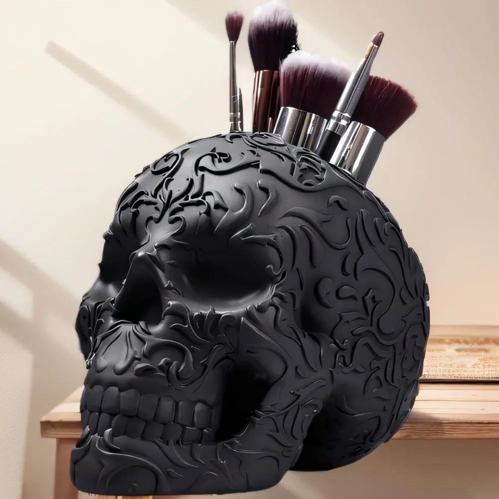 Funny Large Capacity Halloween Skeleton Holder Handmade Realistic Skeleton Makeup Brush Holder Unique Gothic Pen Holder Toys