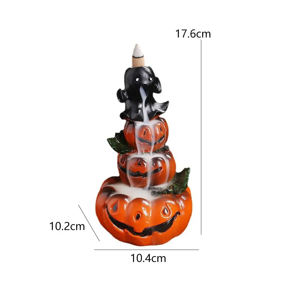 Resin Halloween Waterfall Incense Burner Retro Exquisite Pumpkin Backflow Incense Holder Simulated Backflow Incense Burner