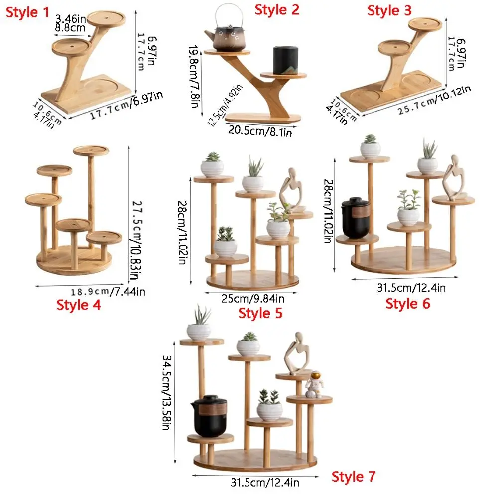 Bamboo Shelf Desktop Flower Rack Multi-layer Home Decoration Desktop Plants Stand Tree Branch shape Flower Storage
