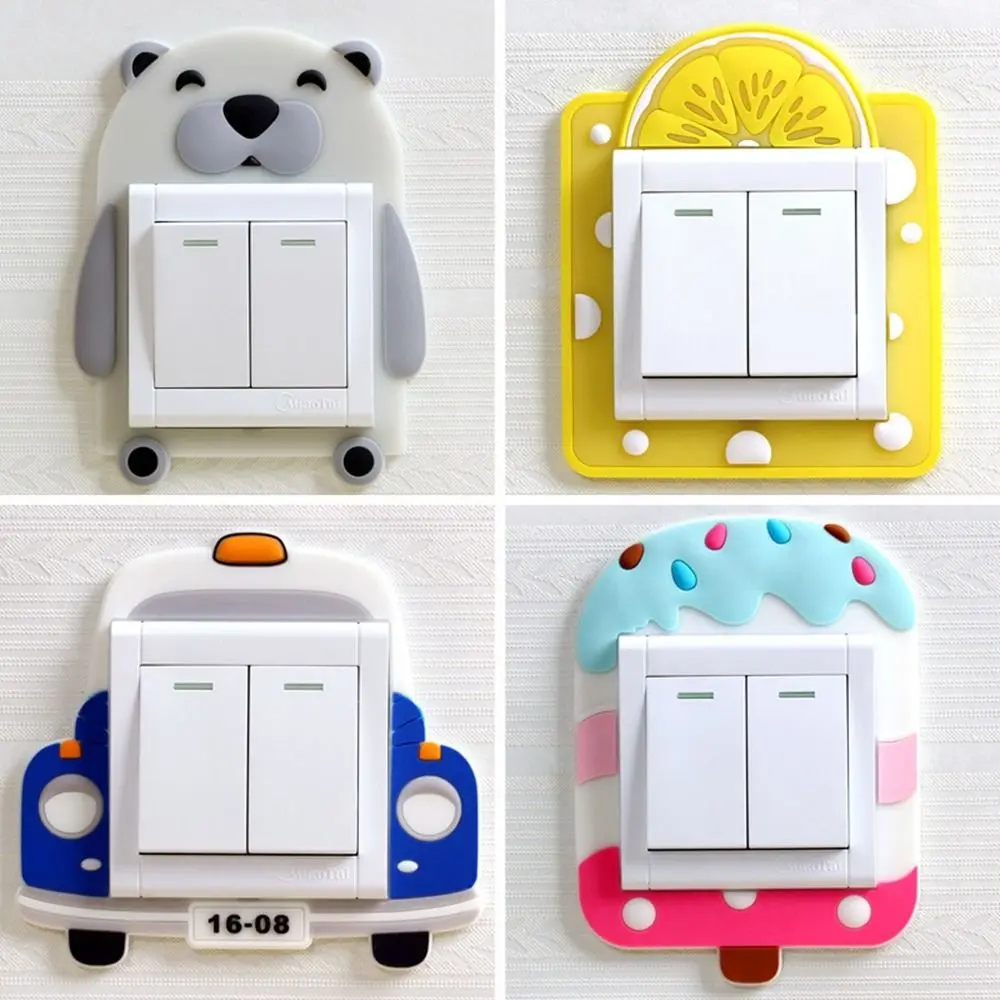 Night Light Dust Protective Silicone Switch Sticker Fruit Animal Luminous Switch Cover Transportation Silicone Children Room