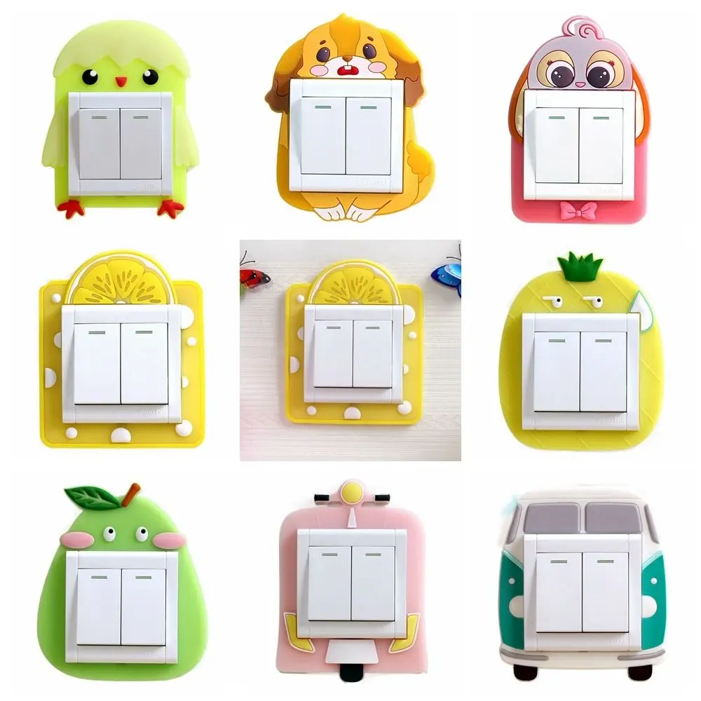 Night Light Dust Protective Silicone Switch Sticker Fruit Animal Luminous Switch Cover Transportation Silicone Children Room