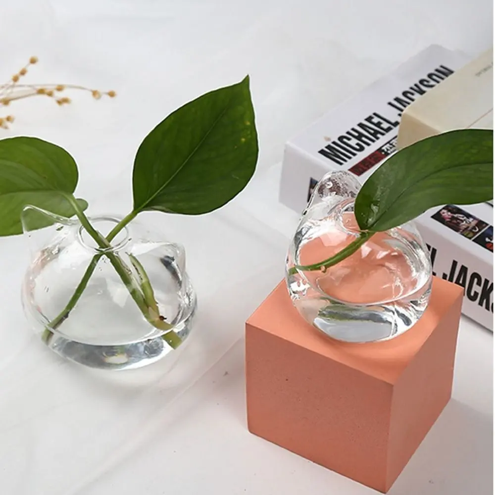 Plant Flower Vase Not Easy to Break Hydroponic Vase Cat Shaped Glass Cat Glass Vase Transparent No Easy Fade Yard