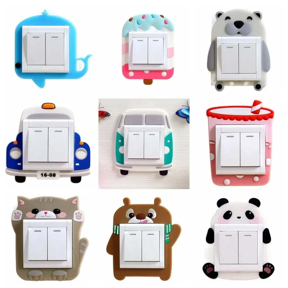 Night Light Dust Protective Silicone Switch Sticker Fruit Animal Luminous Switch Cover Transportation Silicone Children Room