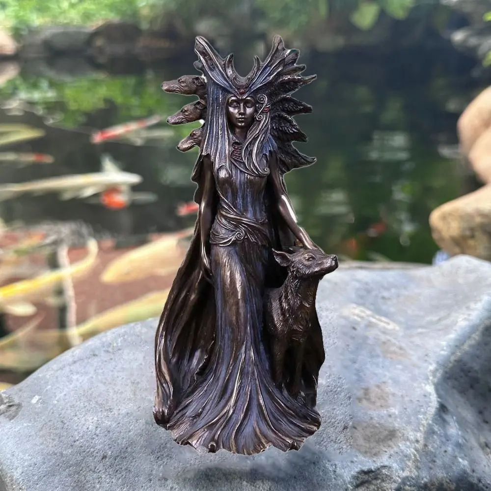 Delicate Modern Art Greek Goddess Statue Unique 3D Witch Hound Sculpture Mysterious Resin Ornaments Home