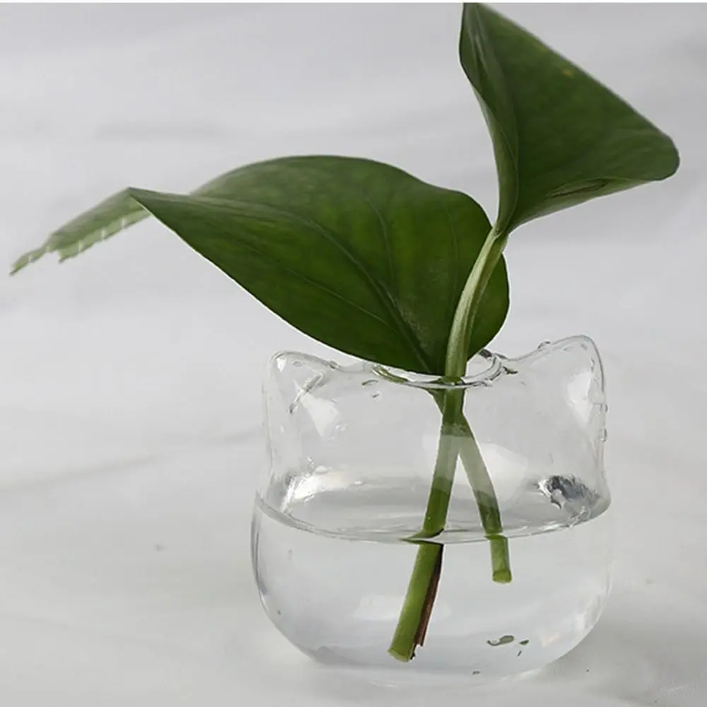 Plant Flower Vase Not Easy to Break Hydroponic Vase Cat Shaped Glass Cat Glass Vase Transparent No Easy Fade Yard