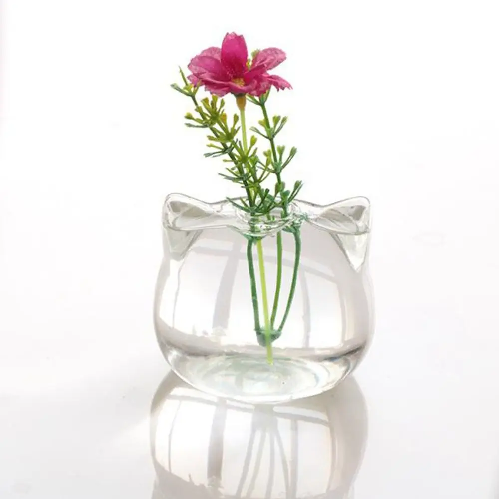 Plant Flower Vase Not Easy to Break Hydroponic Vase Cat Shaped Glass Cat Glass Vase Transparent No Easy Fade Yard