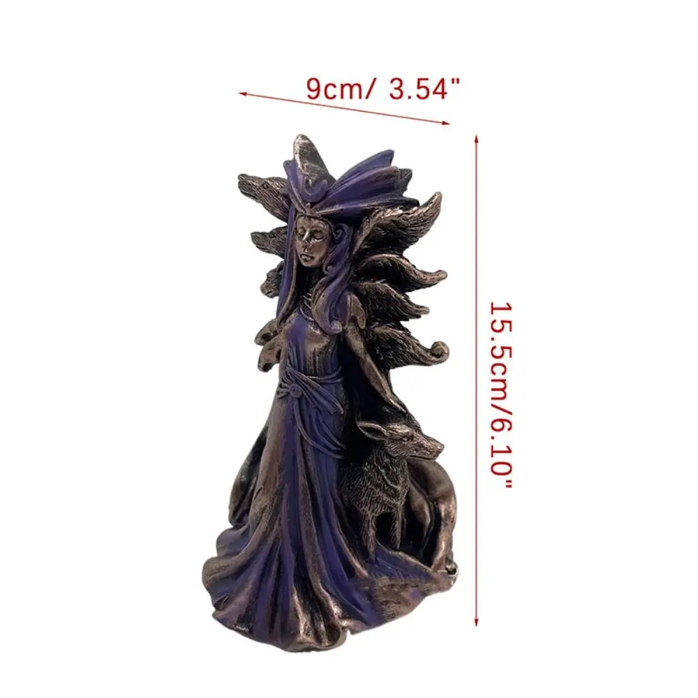 Delicate Modern Art Greek Goddess Statue Unique 3D Witch Hound Sculpture Mysterious Resin Ornaments Home