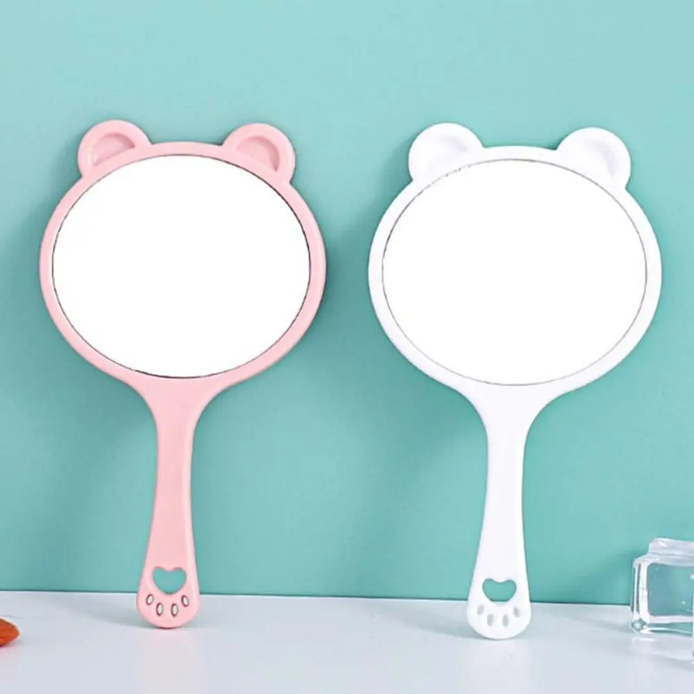 Simple Unique Bear Head Handheld Mirror Cute Cartoon Bear Claw Mirror DIY Cosmetic Mirror Makeup Tool