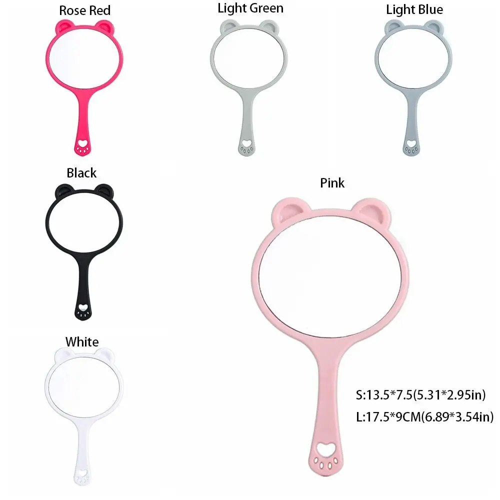 Simple Unique Bear Head Handheld Mirror Cute Cartoon Bear Claw Mirror DIY Cosmetic Mirror Makeup Tool