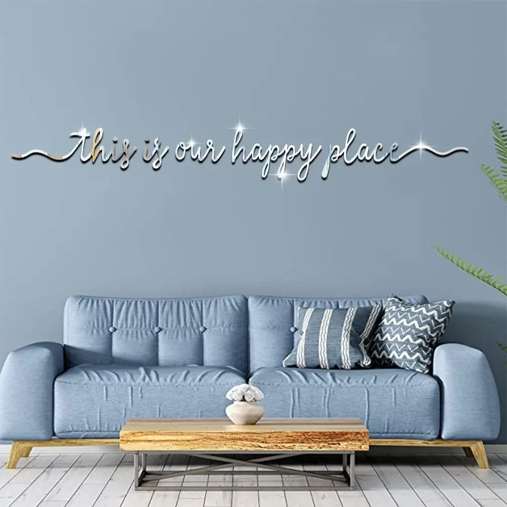 2Pcs/set Solid Color Famous Quote Mirror Sticker Modern Simple English Letters Mirror Sticker 3D Acrylic Acrylic Wall Decal Home