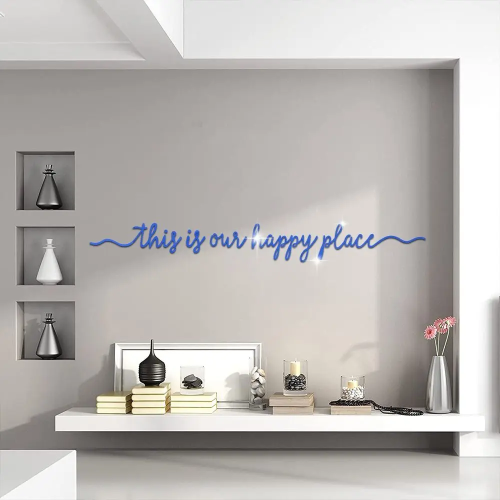 2Pcs/set Solid Color Famous Quote Mirror Sticker Modern Simple English Letters Mirror Sticker 3D Acrylic Acrylic Wall Decal Home