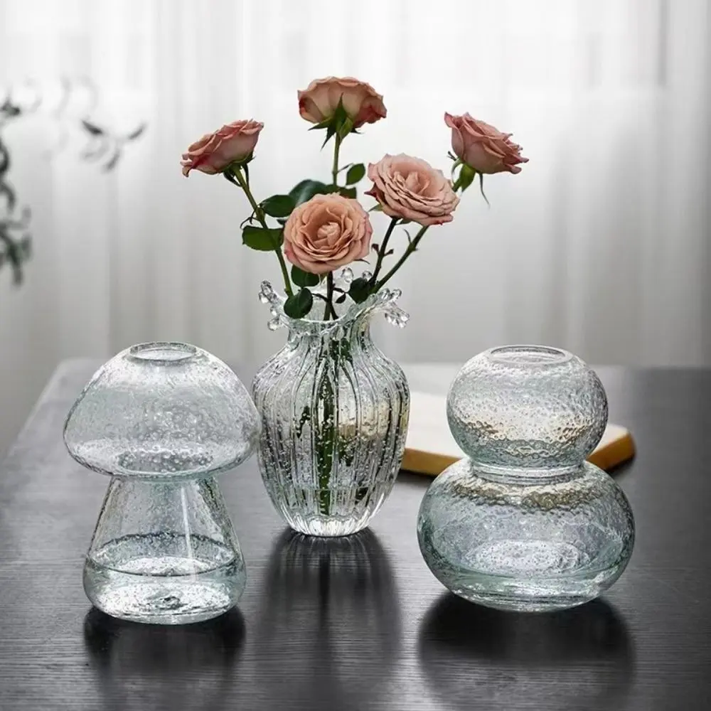 Ins Dreamlike Fluorescent Vase Exquisite Unique Luminous Glacier Vase Glow-in-the-dark Transparent Mushroom Vase Home Decor