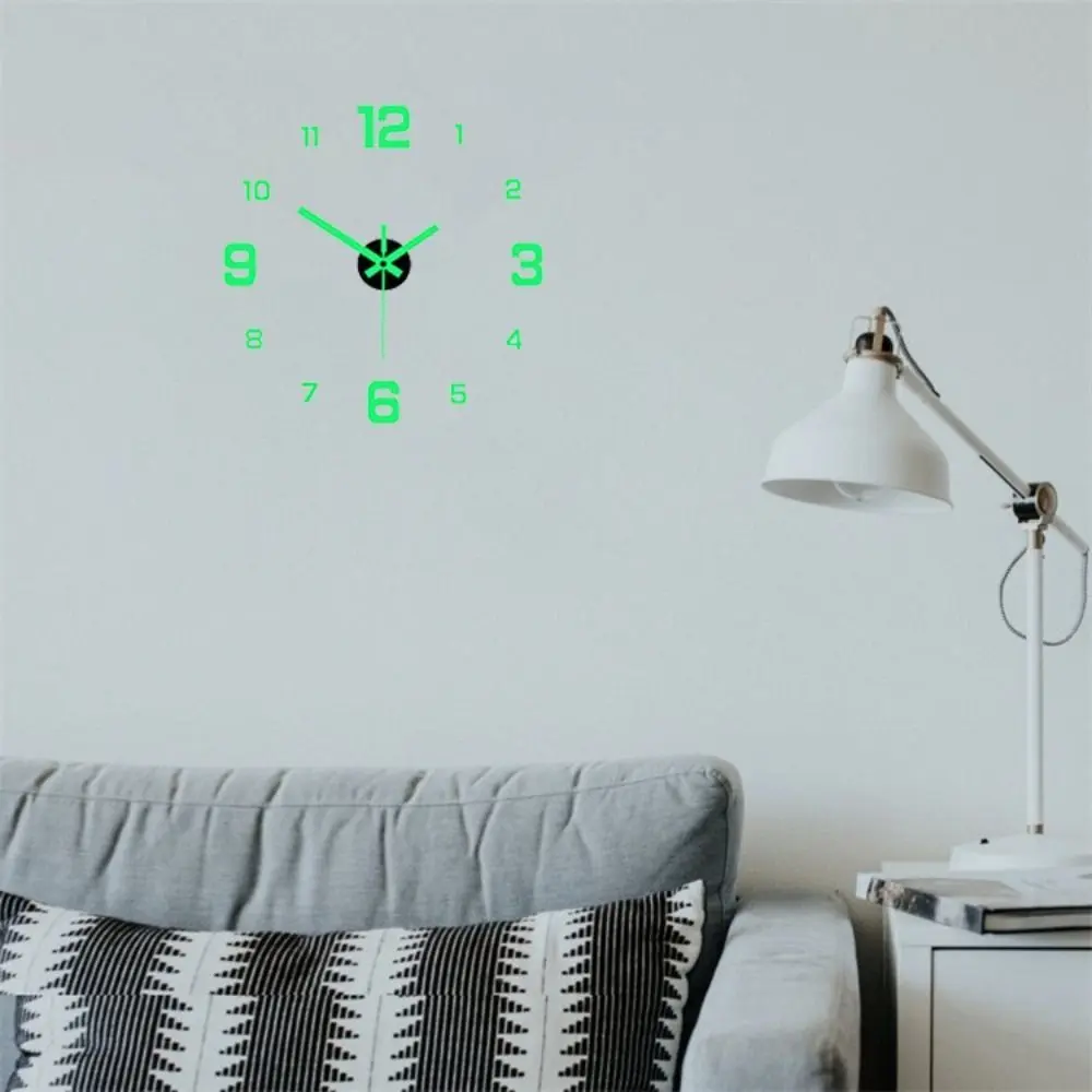Creative Punch-Free 3D Home Decor Bedroom Background For Living Room Mute Clock Wall Sticker Clock Digital Clock Luminous Decal