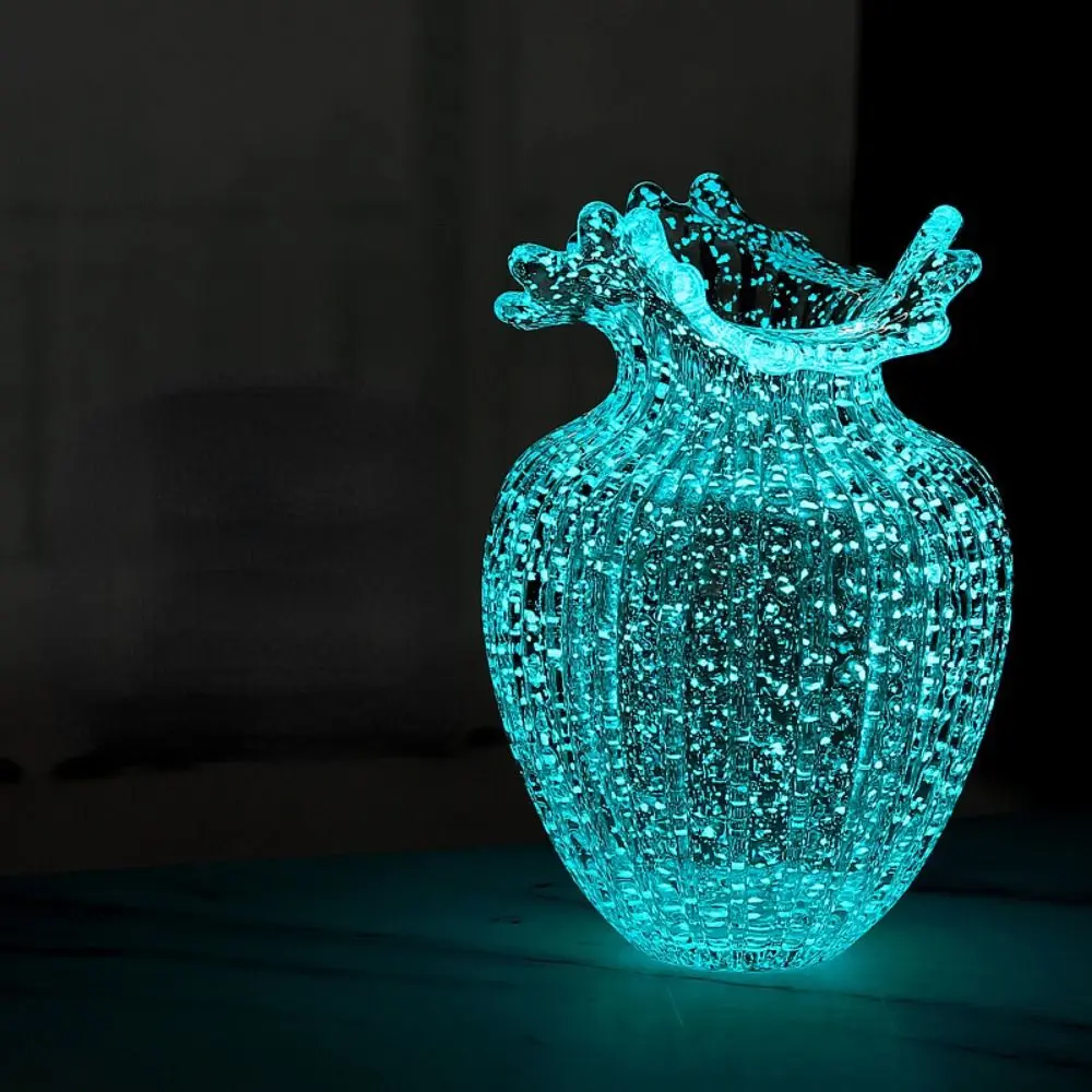Ins Dreamlike Fluorescent Vase Exquisite Unique Luminous Glacier Vase Glow-in-the-dark Transparent Mushroom Vase Home Decor