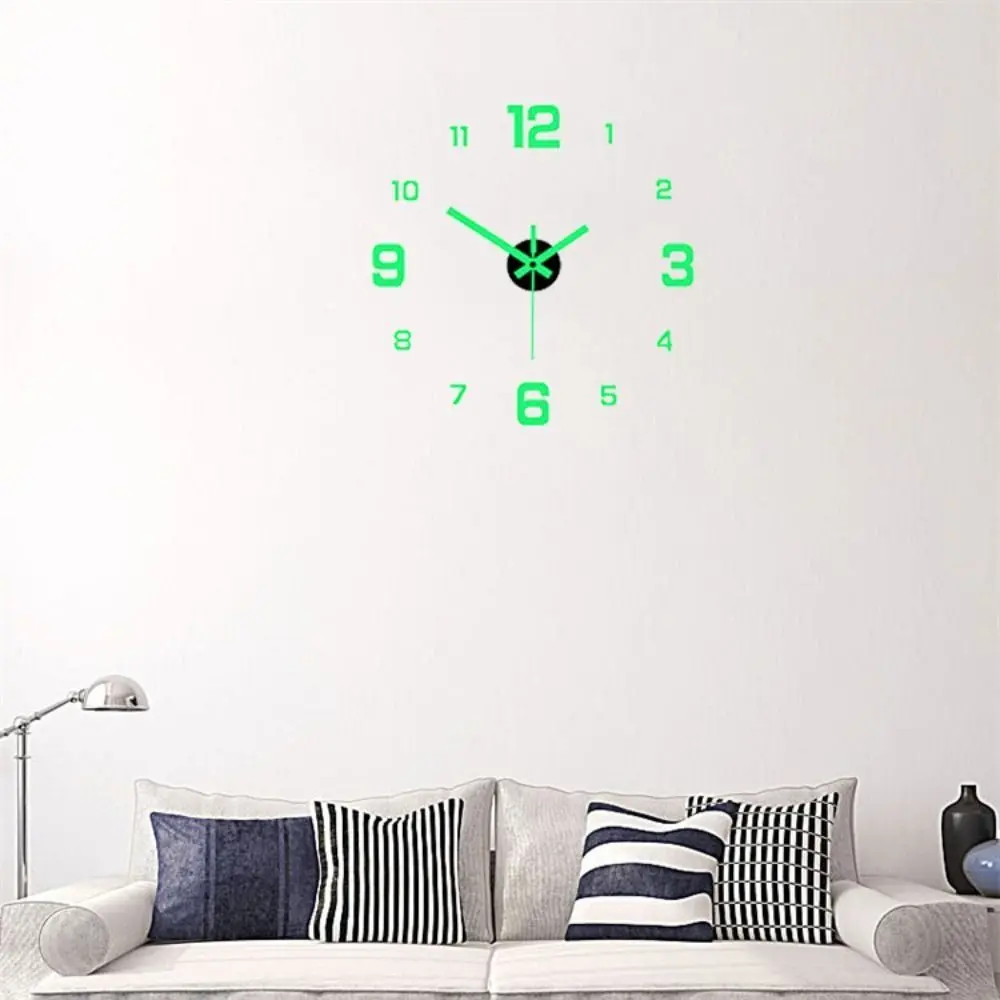 Creative Punch-Free 3D Home Decor Bedroom Background For Living Room Mute Clock Wall Sticker Clock Digital Clock Luminous Decal