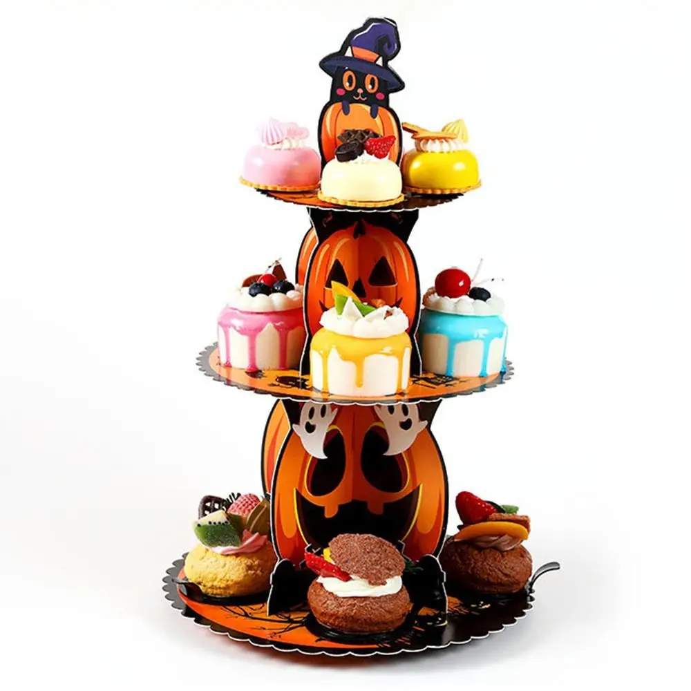 Home Decoration 3-Tier Halloween Dessert Stand Pumpkin Christmas Cupcake Stands Display Holder DIY Cake Rack Tray Anniversary