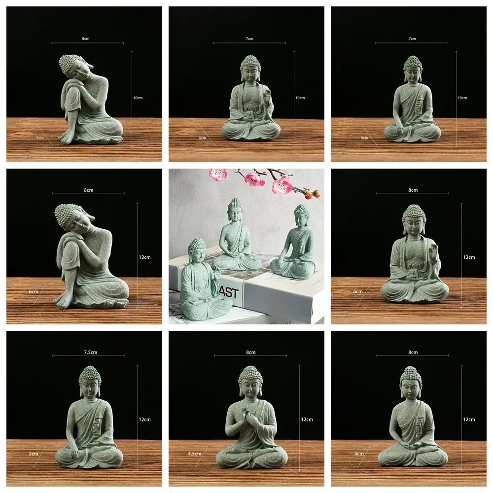 Multiple Styles Oriental Culture Sandstone Buddha Green Sandstone Zen Buddhist Ornament Sitting Posture Desk