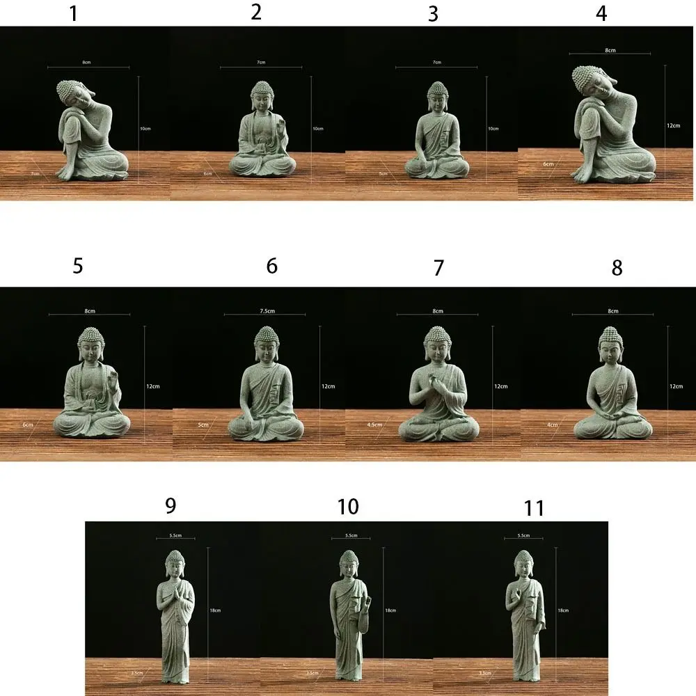 Multiple Styles Oriental Culture Sandstone Buddha Green Sandstone Zen Buddhist Ornament Sitting Posture Desk