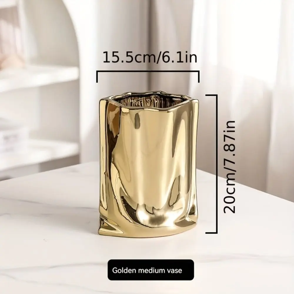 Light Luxury Electroplated Ceramic Vase Elegant Minimalist Decorative Bottles INS Creative Tabletop Flower Vase